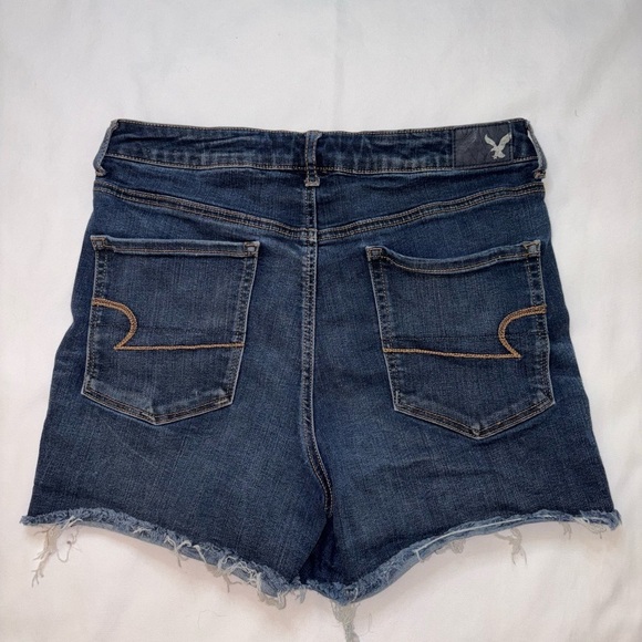 American Eagle Size 12 Dark Wash Super Hi Rise Shortie Super Stretch Jean Shorts - Picture 8 of 8